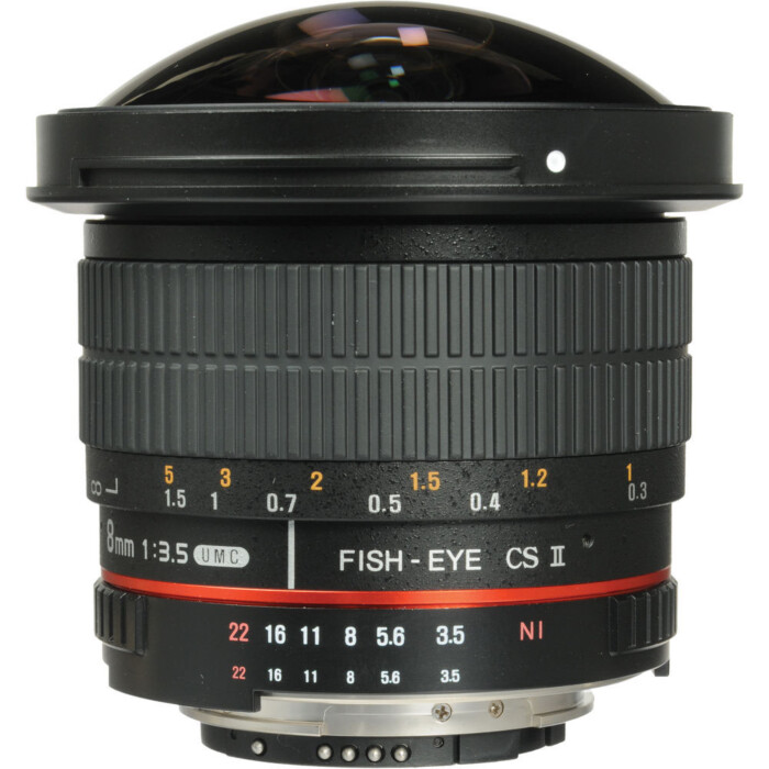 Samyang 8mm F3.5 Fisheye CSII Nikon AE zwart